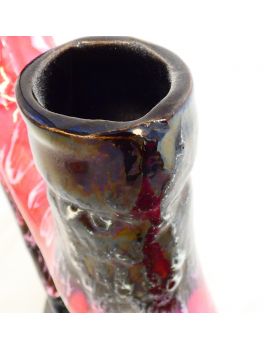 Pair of VALLAURIS Black and Pink Ceramic Candlesticks