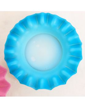 Paire de Dessous de Bouteille en Opaline Rose et Bleu