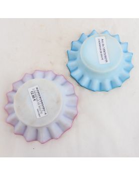 Paire de Dessous de Bouteille en Opaline Rose et Bleu