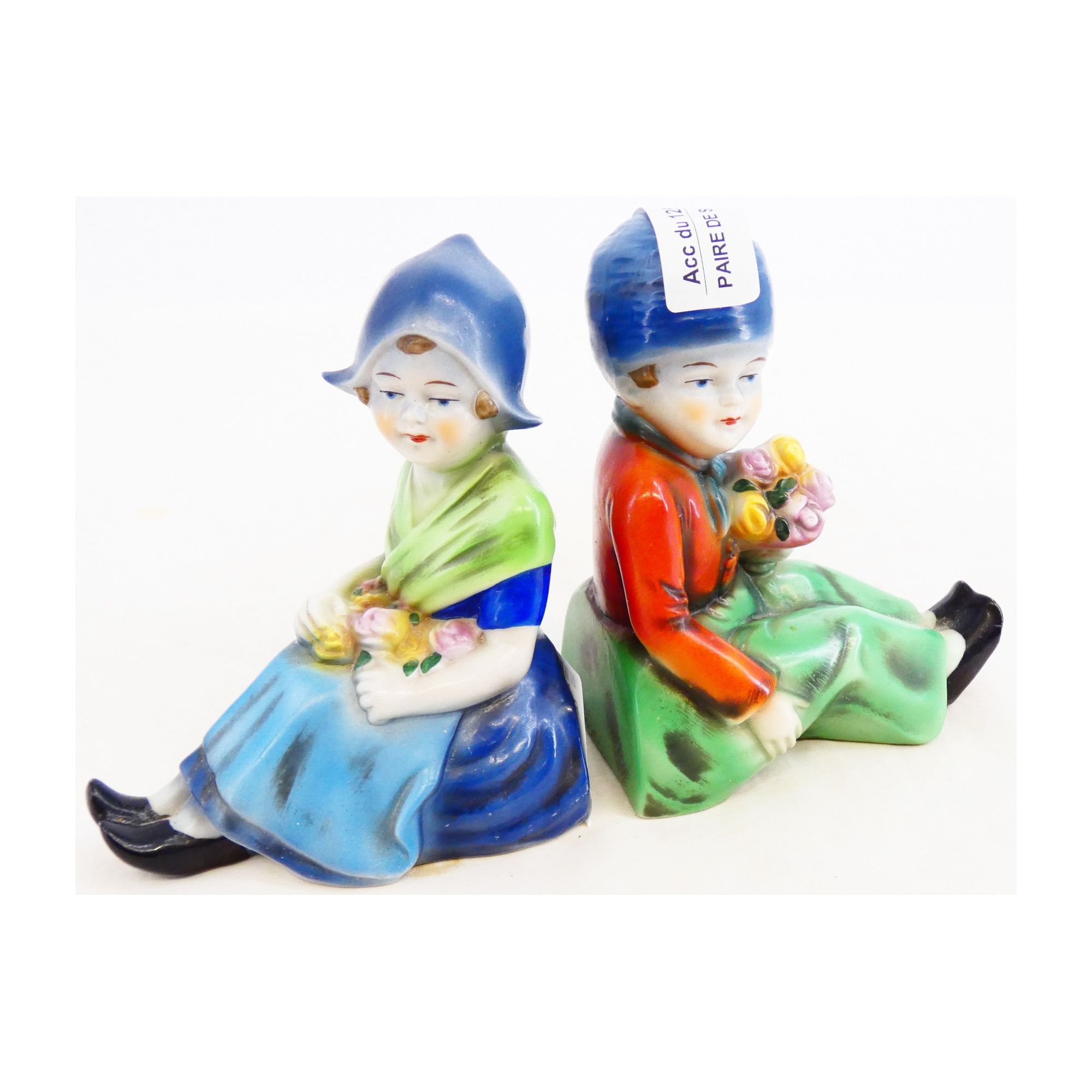 Pair of Polychrome Dutch Youth Bookends Pair of Polychrome Dutch Youth Bookends