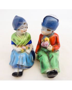 Paire de Serre Livres Jeunes Hollandais Polychrome