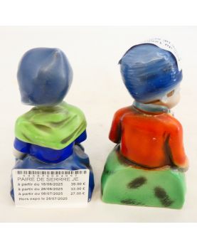 Paire de Serre Livres Jeunes Hollandais Polychrome