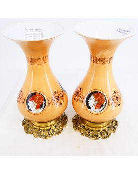 Pair of Opaline Vases with Greek Decor