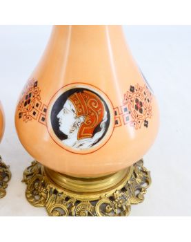 Pair of Opaline Vases with Greek Decor