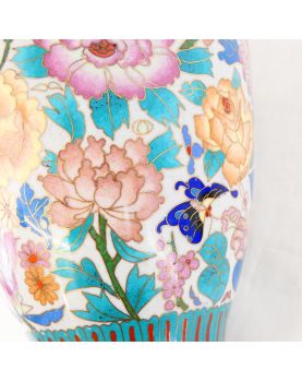 Paire de Vases Cloisonnés Asie avec Support en Bois