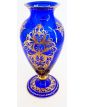 Vase en Cristal Bleu Réhaussé Doré