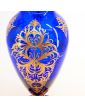 Vase en Cristal Bleu Réhaussé Doré