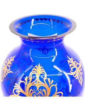 Vase en Cristal Bleu Réhaussé Doré