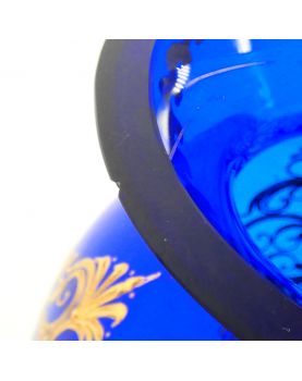 Vase en Cristal Bleu Réhaussé Doré