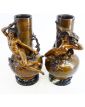 Paire de Vases en Régule Signés sur Socle en Marbre Par Auguste MOREAU