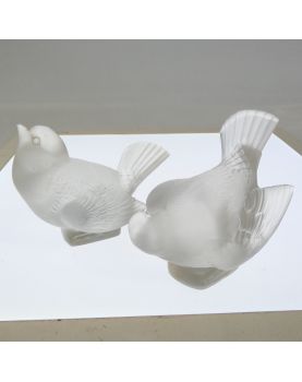 Pair of 2 LALIQUE France Birds