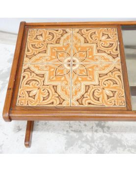 Scandinavian Style Coffee Table with Smoked Glass and Tiled Top