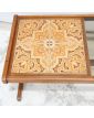 Table Basse Style Scandinave avec Dessus en Verre Fumé et Carrelée