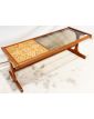 Scandinavian Style Coffee Table with Smoked Glass and Tiled Top