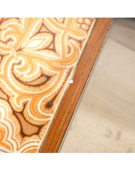 Table Basse Style Scandinave avec Dessus en Verre Fumé et Carrelée