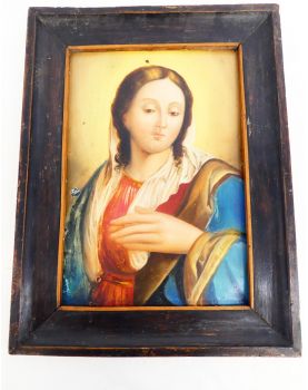 Ancienne Huile sur Panneau en Métal Vierge