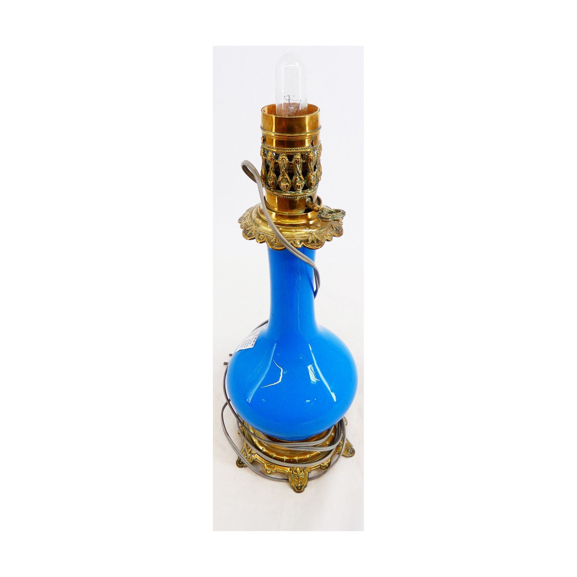 Blue Opaline Kerosene Lamp Body Blue Opaline Kerosene Lamp Body