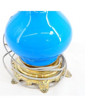 Corps de Lampe à Pétrole Opaline Bleue