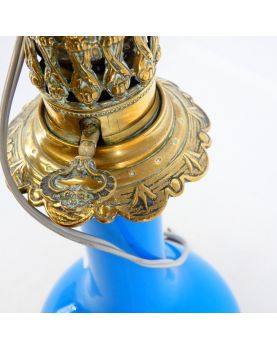 Corps de Lampe à Pétrole Opaline Bleue