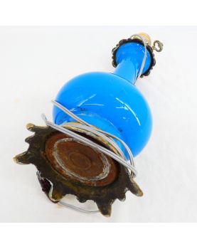 Corps de Lampe à Pétrole Opaline Bleue
