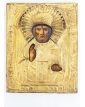 Icône Saint Nicolas XIXe Siècle en Laiton Repoussé