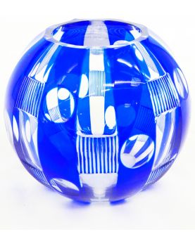 Vase Bohème Blanc et Bleu vers 1970