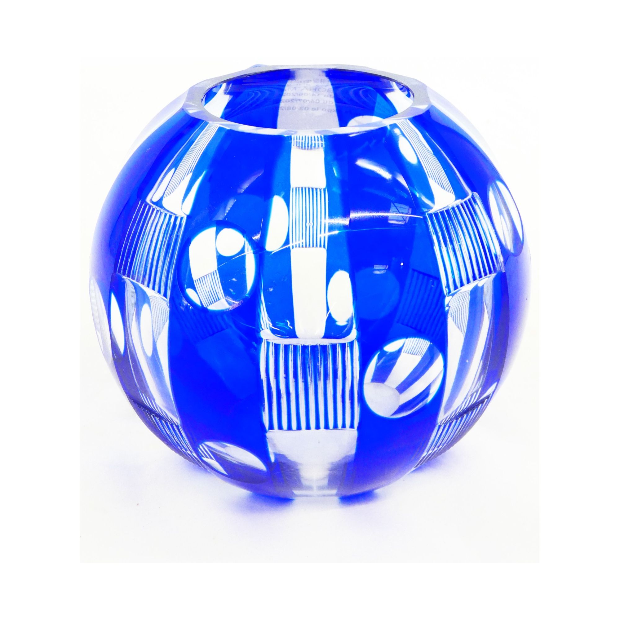 Vase Bohème Blanc et Bleu vers 1970 Vase Bohème Blanc et Bleu vers 1970