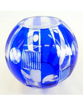 Vase Bohème Blanc et Bleu vers 1970