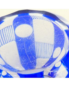 Vase Bohème Blanc et Bleu vers 1970