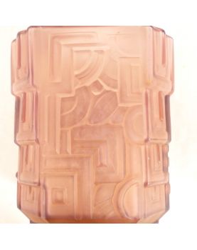 Vase Art Déco Verre Dépoli Mauve