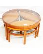 NATHAN Table Basse Ronde Dessus Verre et 3 Tables Gigognes