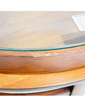 NATHAN Table Basse Ronde Dessus Verre et 3 Tables Gigognes