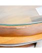 NATHAN Table Basse Ronde Dessus Verre et 3 Tables Gigognes