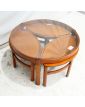 NATHAN Table Basse Ronde Dessus Verre et 3 Tables Gigognes