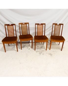 GPLAN Set of 4 Chairs Khaki Seat Cane Backrests