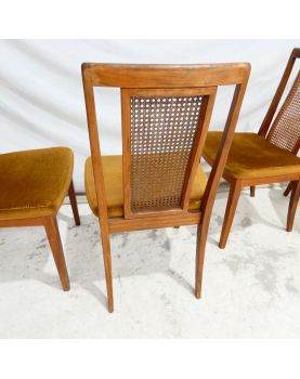 GPLAN Série de 4 Chaises Assise Kaki Dossiers Cannage