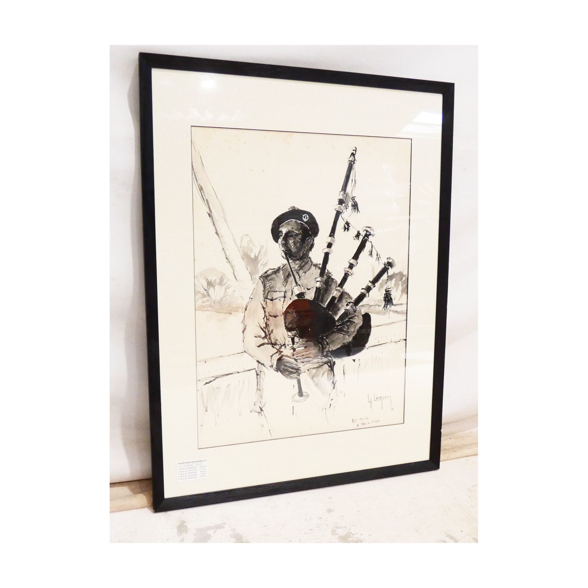 Joueur de Cornemuse à l’Encre Diluée Signé Lh. LEMIRRE Joueur de Cornemuse à l’Encre Diluée Signé Lh. LEMIRRE