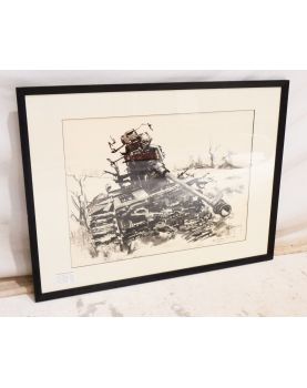 Tank Wreck at Colleville Signed Lh. LEMIRRE