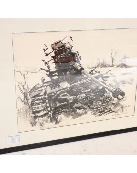 Épave de Char à Colleville Signé Lh. LEMIRRE