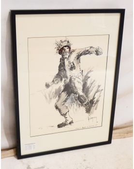 American Soldier Omaha in Diluted Ink Signed Lh. LEMIRRE