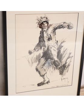 Soldat Américain Omaha à l’Encre Diluée Signé Lh. LEMIRRE