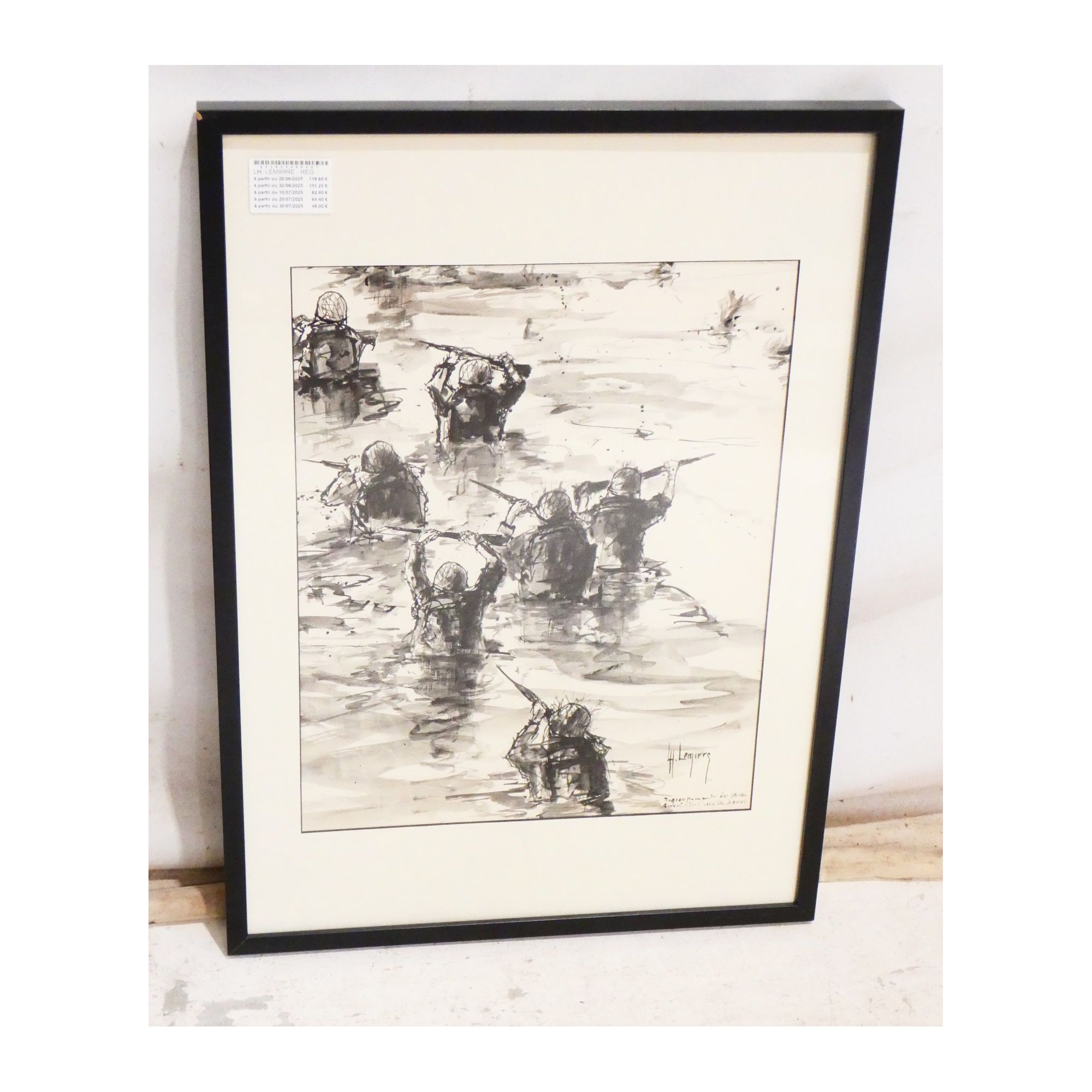 Regrouping of Paras in Diluted Ink Signed Lh. LEMIRRE Regrouping of Paras in Diluted Ink Signed Lh. LEMIRRE
