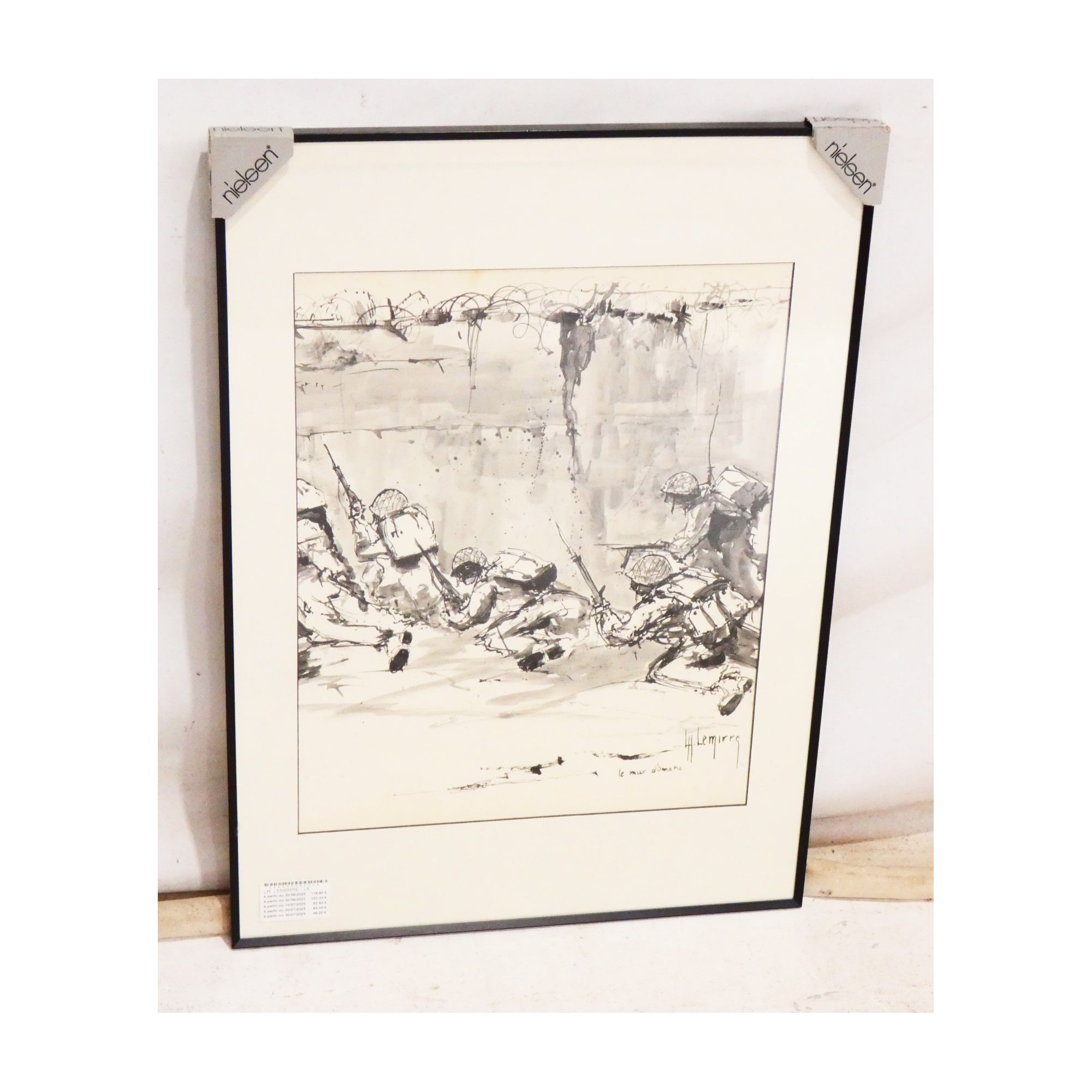 The Wall of Omaha in Diluted Ink Signed Lh. LEMIRRE The Wall of Omaha in Diluted Ink Signed Lh. LEMIRRE