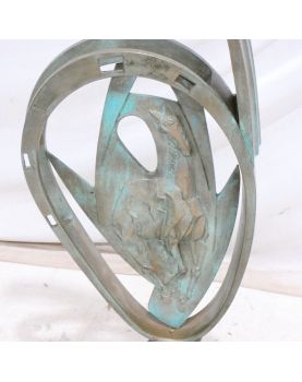 Sculpture Moderne en Bronze Représentation Équin sur Socle Marbre