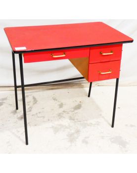 Petit Bureau Rouge avec 3 Tiroirs