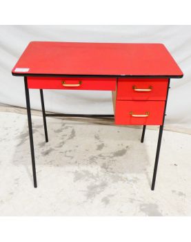 Petit Bureau Rouge avec 3 Tiroirs