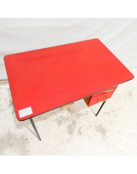 Petit Bureau Rouge avec 3 Tiroirs