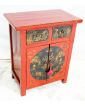 Small Asian Red Lacquered Cabinet 2 Doors 2 Drawers