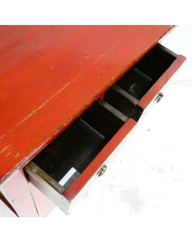 Small Asian Red Lacquered Cabinet 2 Doors 2 Drawers