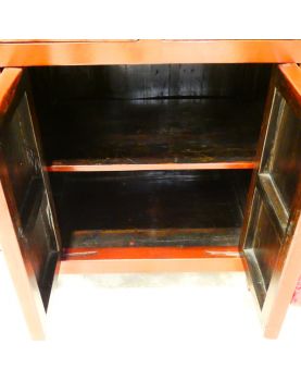 Small Asian Red Lacquered Cabinet 2 Doors 2 Drawers
